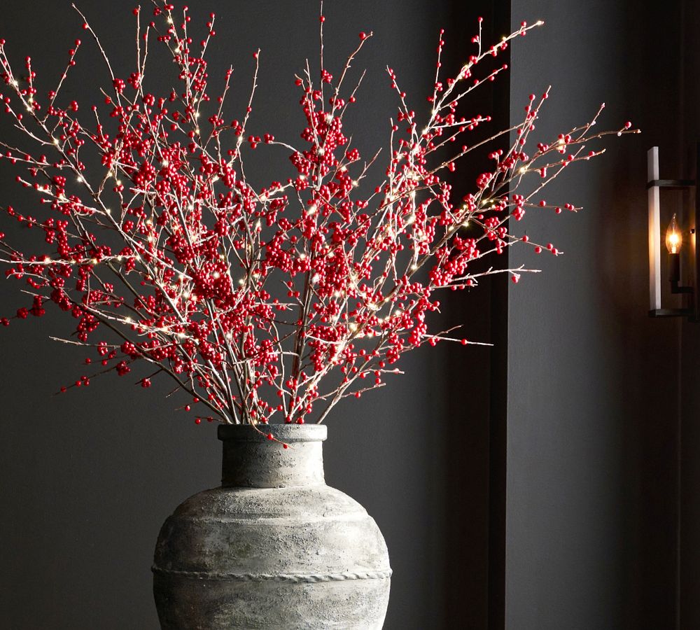 Pre-Lit Faux Red Berry Branch - 60"