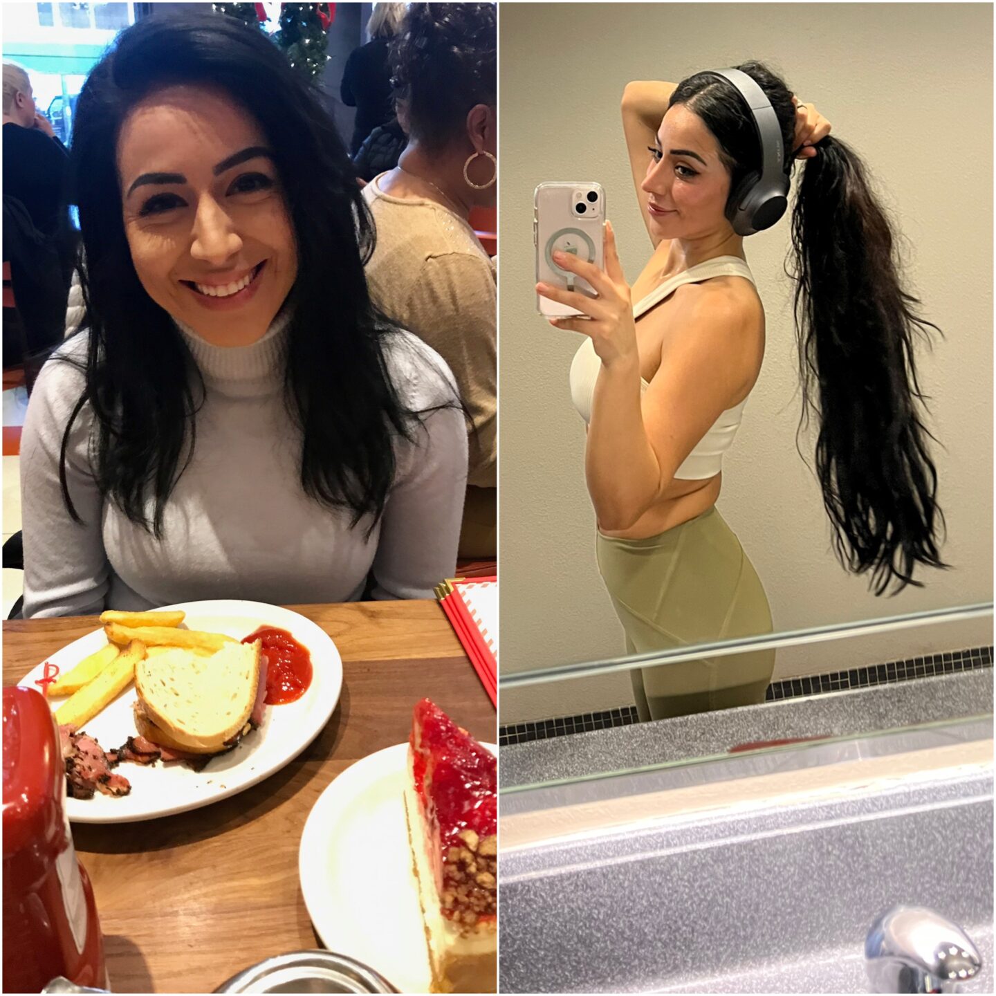 woman showing dramatic hair growth progress