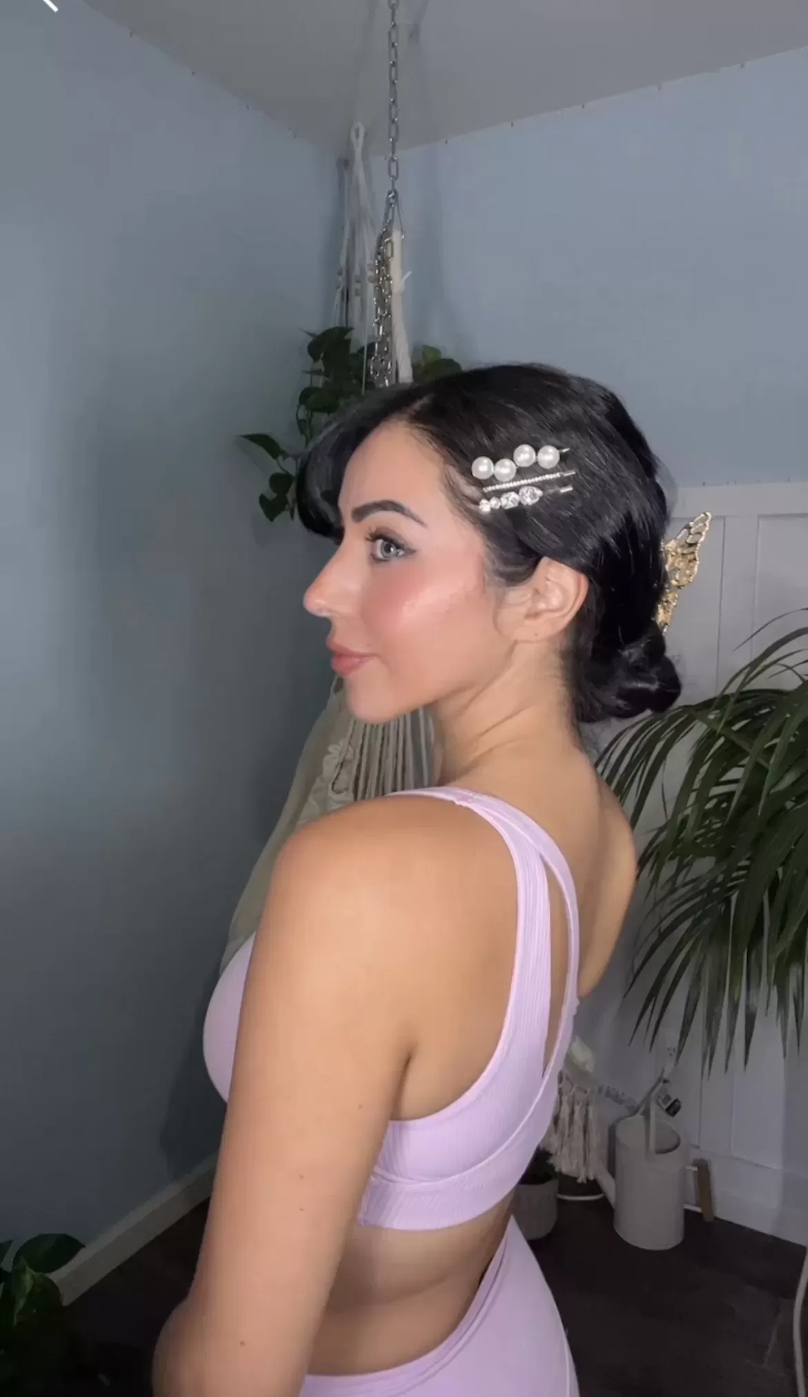 woman with updo hairstyle