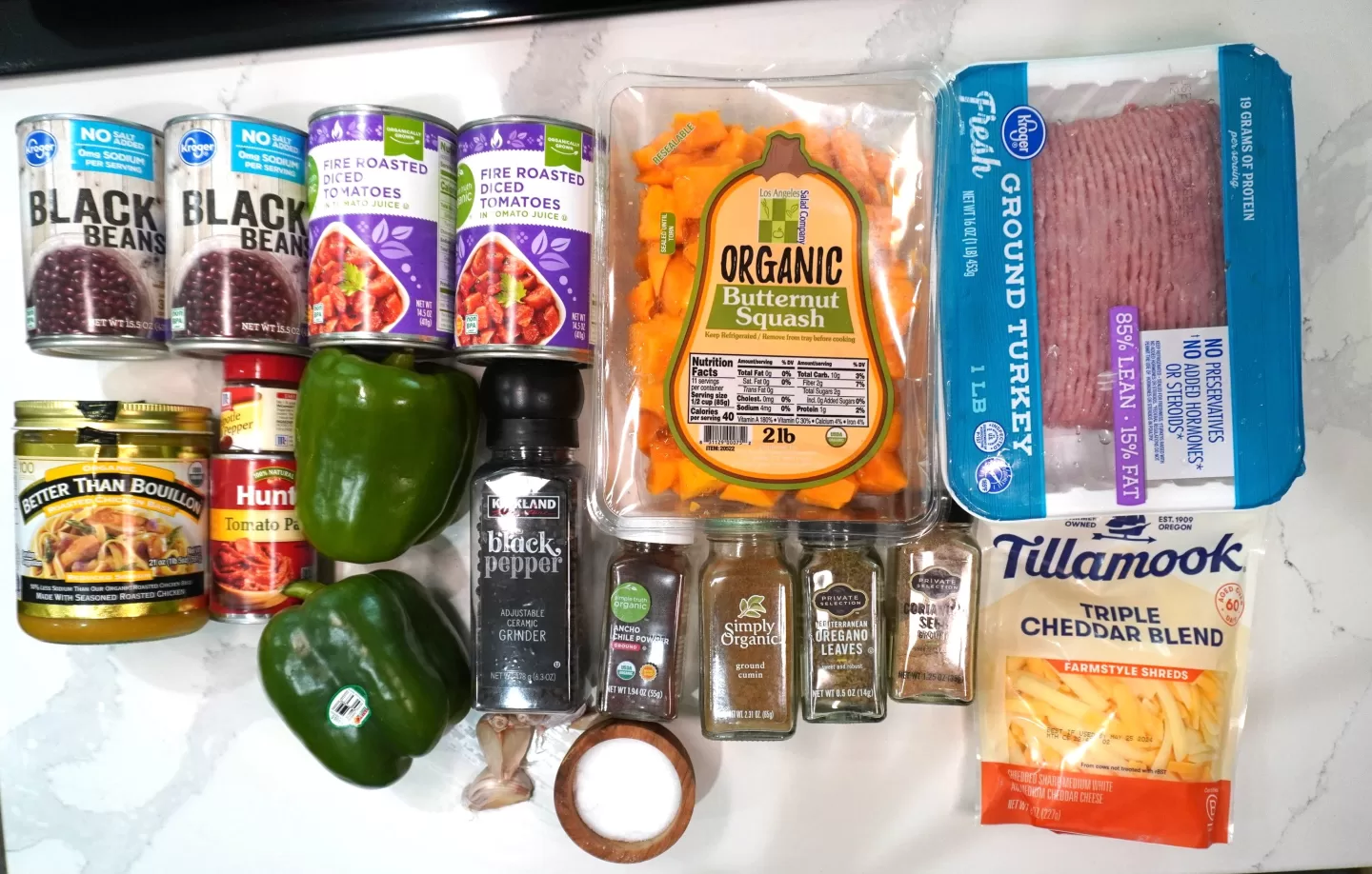 ingredients for butternut squash chili